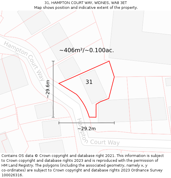 31, HAMPTON COURT WAY, WIDNES, WA8 3ET: Plot and title map