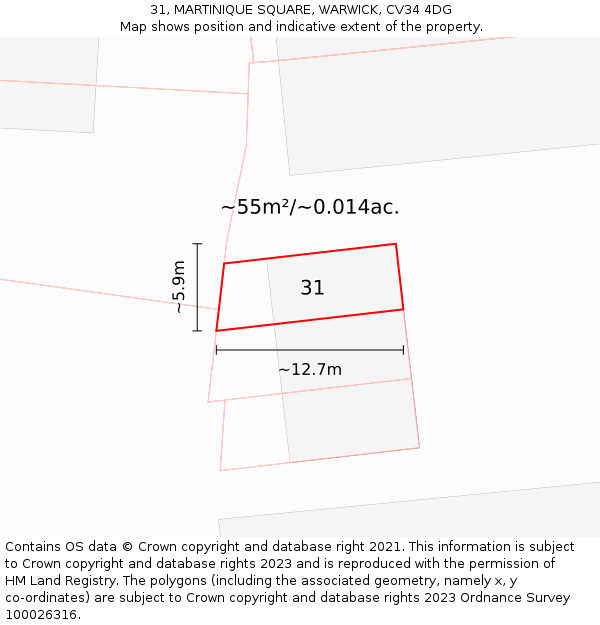 31, MARTINIQUE SQUARE, WARWICK, CV34 4DG: Plot and title map