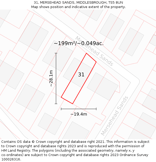 31, MERSEHEAD SANDS, MIDDLESBROUGH, TS5 8UN: Plot and title map