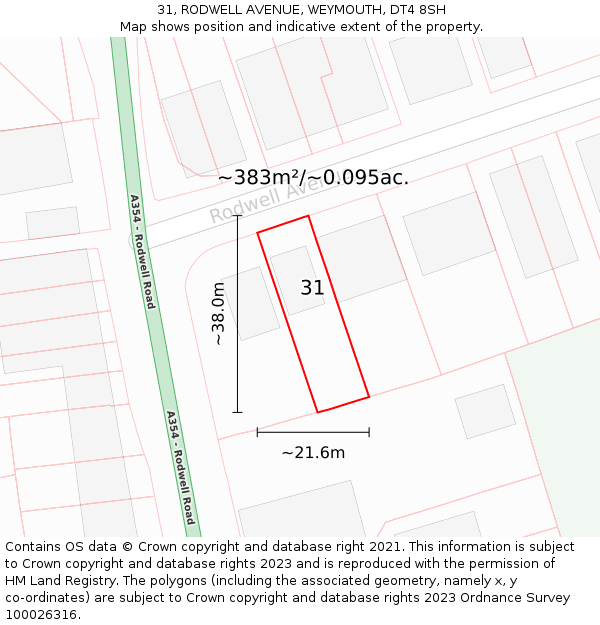 31, RODWELL AVENUE, WEYMOUTH, DT4 8SH: Plot and title map