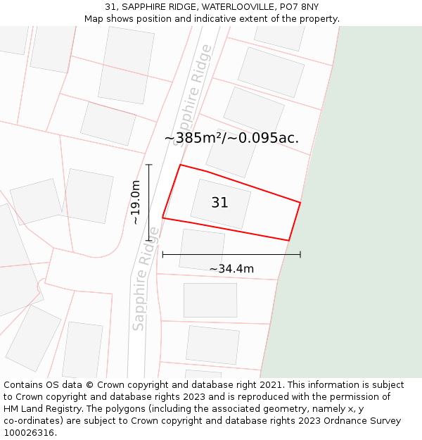 31, SAPPHIRE RIDGE, WATERLOOVILLE, PO7 8NY: Plot and title map