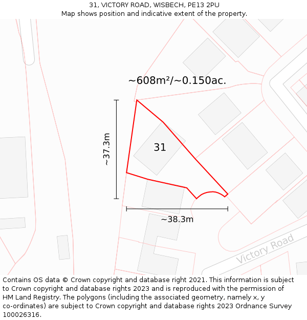 31, VICTORY ROAD, WISBECH, PE13 2PU: Plot and title map