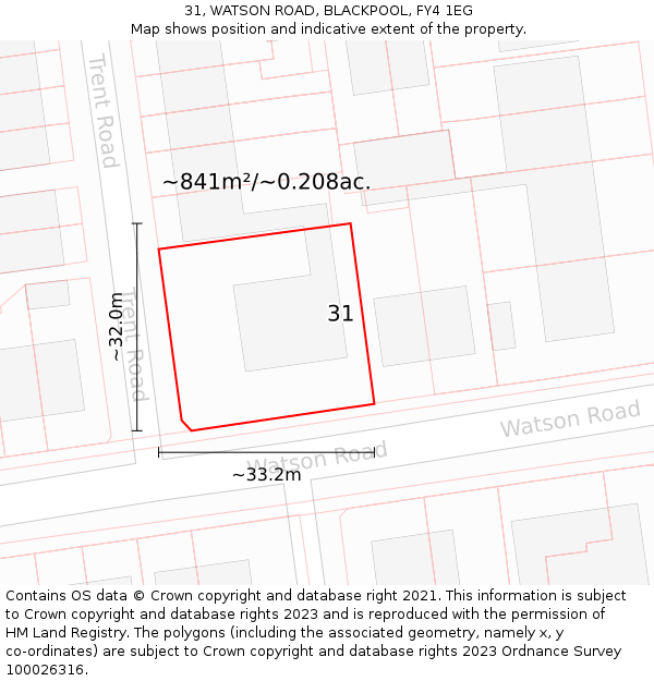 31, WATSON ROAD, BLACKPOOL, FY4 1EG: Plot and title map