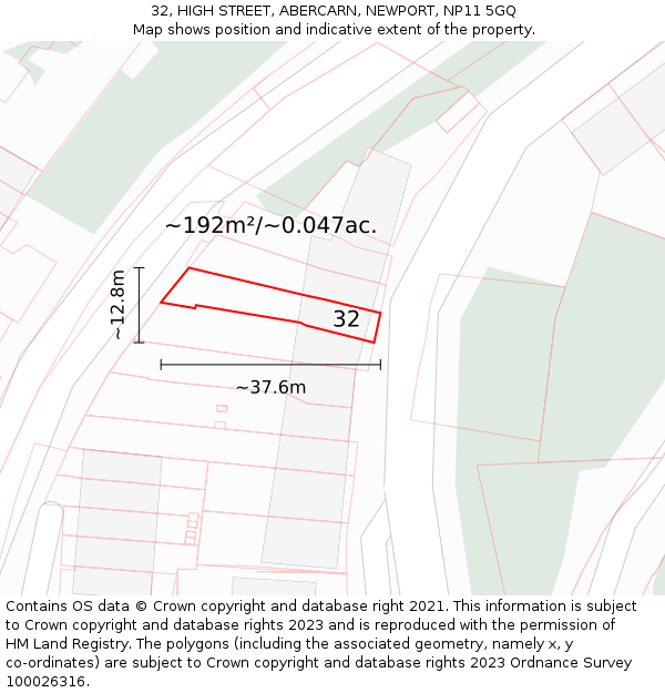 32, HIGH STREET, ABERCARN, NEWPORT, NP11 5GQ: Plot and title map