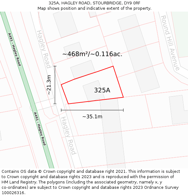 325A, HAGLEY ROAD, STOURBRIDGE, DY9 0RF: Plot and title map