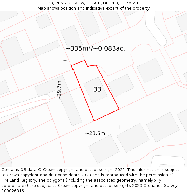 33, PENNINE VIEW, HEAGE, BELPER, DE56 2TE: Plot and title map