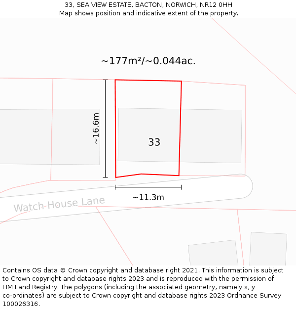 33, SEA VIEW ESTATE, BACTON, NORWICH, NR12 0HH: Plot and title map