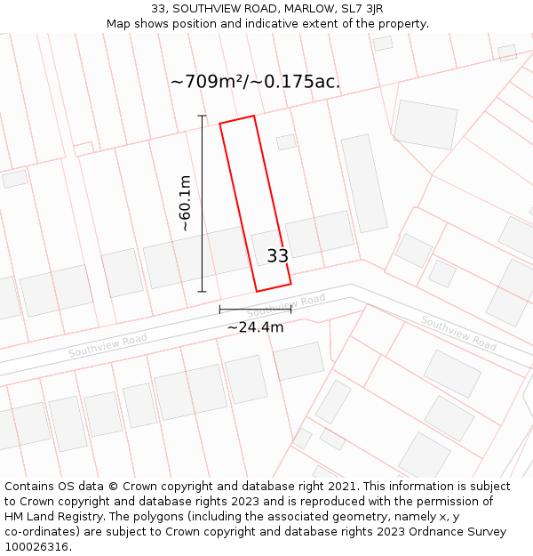 33, SOUTHVIEW ROAD, MARLOW, SL7 3JR: Plot and title map