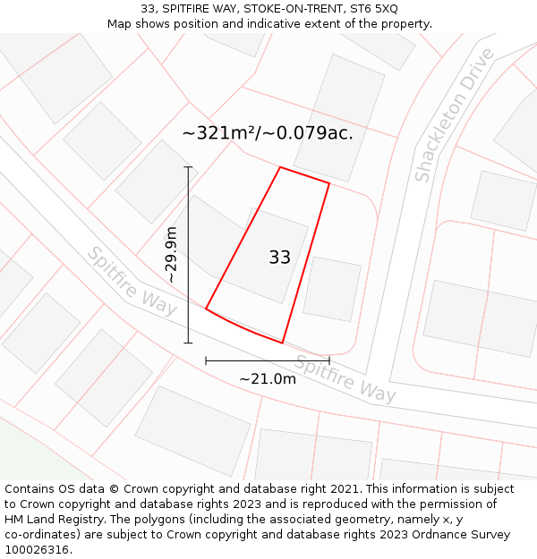33, SPITFIRE WAY, STOKE-ON-TRENT, ST6 5XQ: Plot and title map