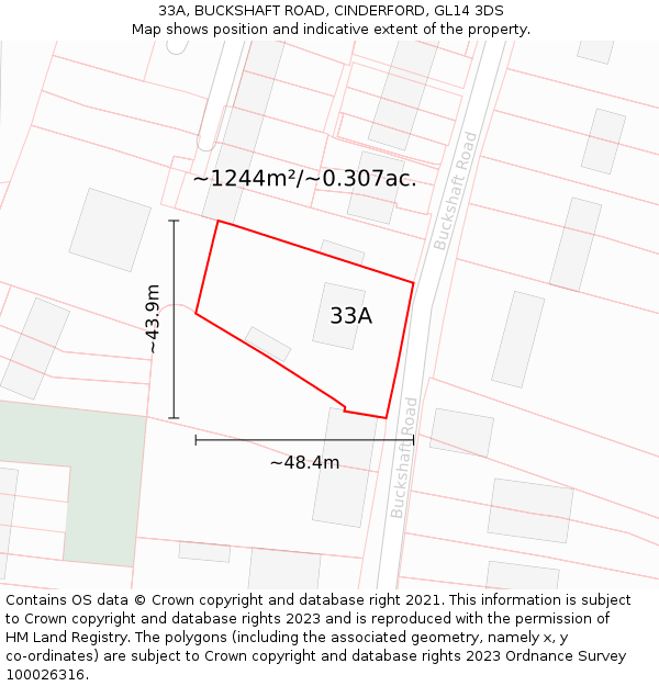 33A, BUCKSHAFT ROAD, CINDERFORD, GL14 3DS: Plot and title map