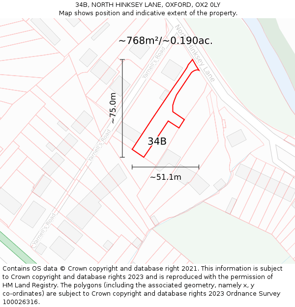 34B, NORTH HINKSEY LANE, OXFORD, OX2 0LY: Plot and title map