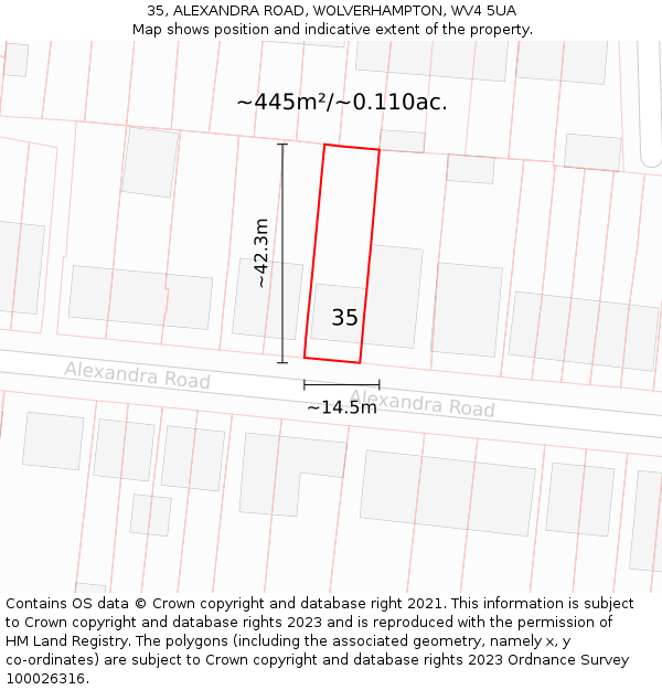 35, ALEXANDRA ROAD, WOLVERHAMPTON, WV4 5UA: Plot and title map