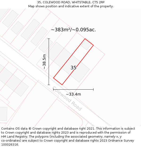 35, COLEWOOD ROAD, WHITSTABLE, CT5 2RP: Plot and title map