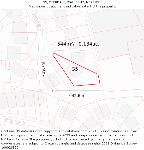 35, DEEPDALE, WALLSEND, NE28 8SL: Plot and title map