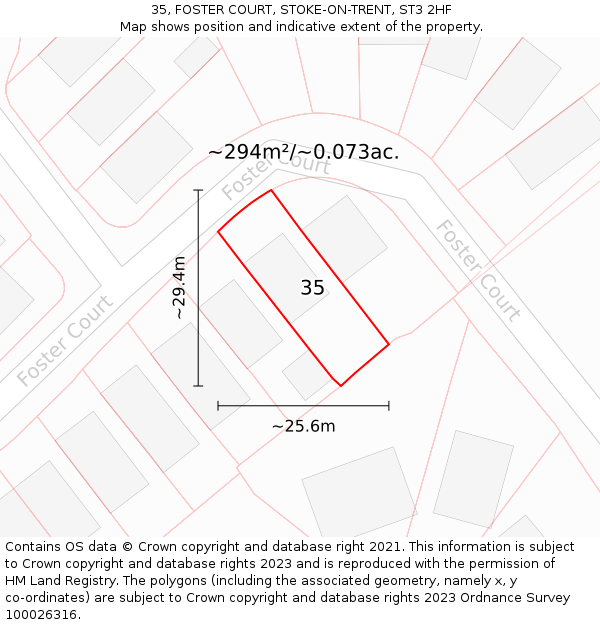 35, FOSTER COURT, STOKE-ON-TRENT, ST3 2HF: Plot and title map