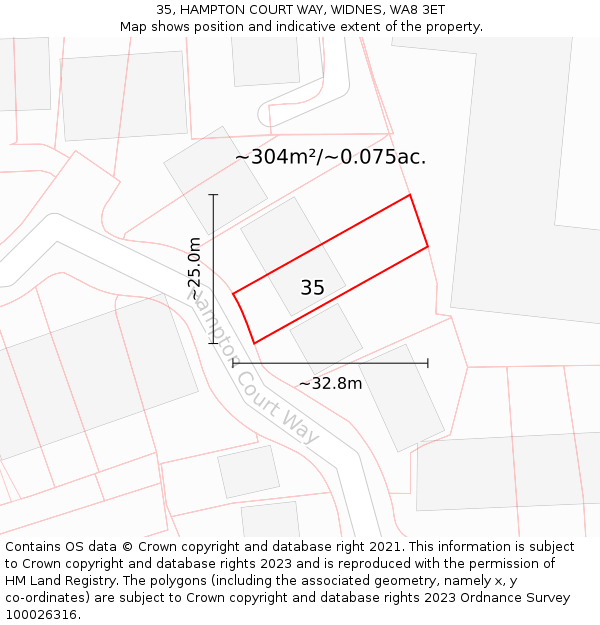 35, HAMPTON COURT WAY, WIDNES, WA8 3ET: Plot and title map