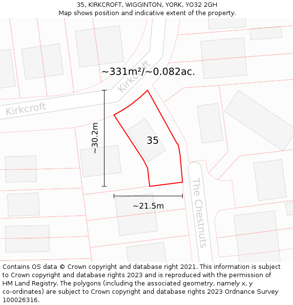 35, KIRKCROFT, WIGGINTON, YORK, YO32 2GH: Plot and title map