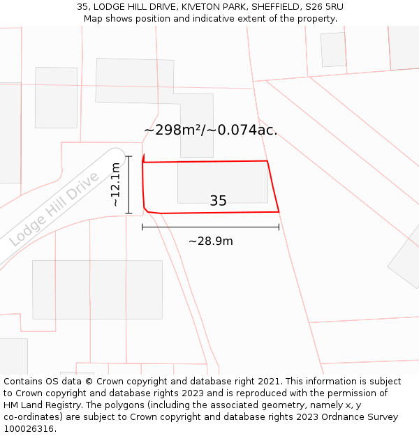 35, LODGE HILL DRIVE, KIVETON PARK, SHEFFIELD, S26 5RU: Plot and title map