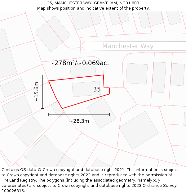 35, MANCHESTER WAY, GRANTHAM, NG31 8RR: Plot and title map