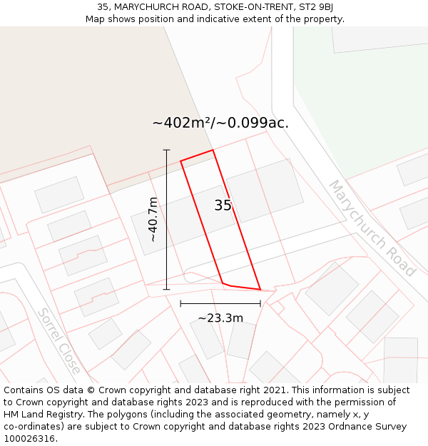 35, MARYCHURCH ROAD, STOKE-ON-TRENT, ST2 9BJ: Plot and title map