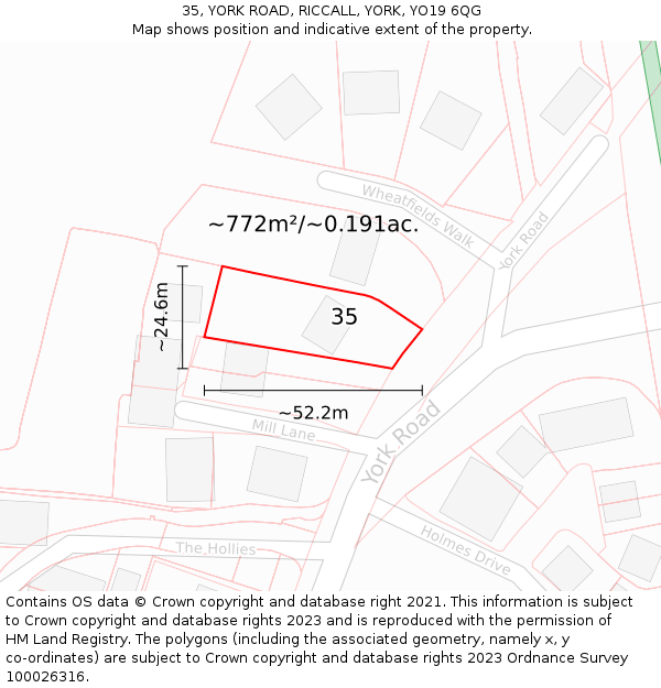 35, YORK ROAD, RICCALL, YORK, YO19 6QG: Plot and title map