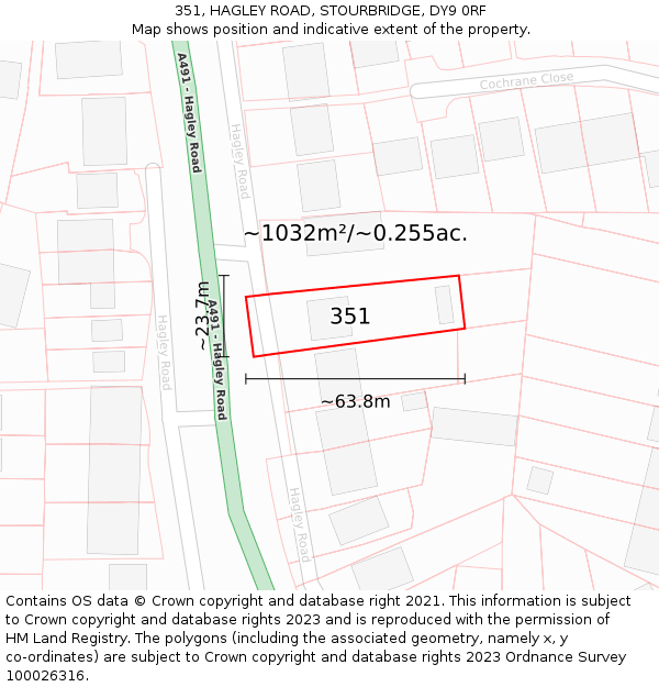 351, HAGLEY ROAD, STOURBRIDGE, DY9 0RF: Plot and title map