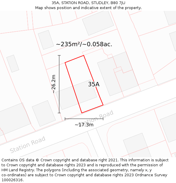 35A, STATION ROAD, STUDLEY, B80 7JU: Plot and title map