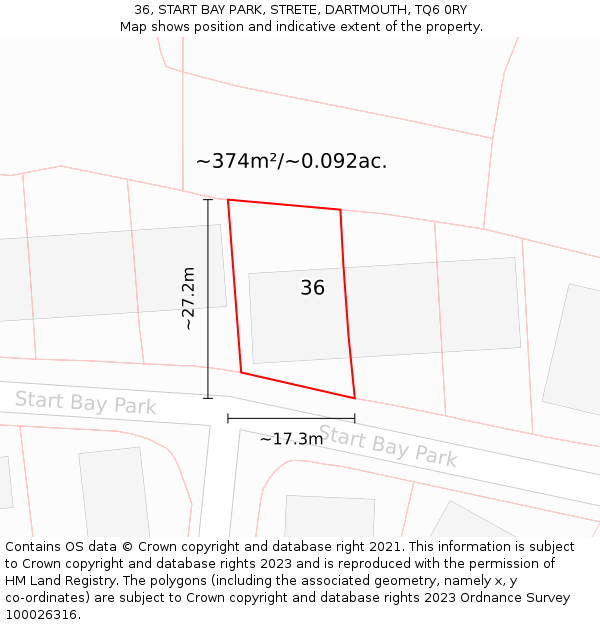 36, START BAY PARK, STRETE, DARTMOUTH, TQ6 0RY: Plot and title map