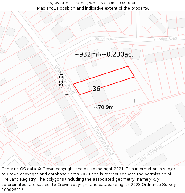 36, WANTAGE ROAD, WALLINGFORD, OX10 0LP: Plot and title map