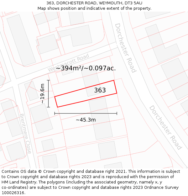 363, DORCHESTER ROAD, WEYMOUTH, DT3 5AU: Plot and title map