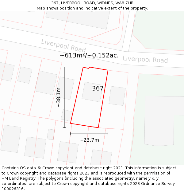367, LIVERPOOL ROAD, WIDNES, WA8 7HR: Plot and title map