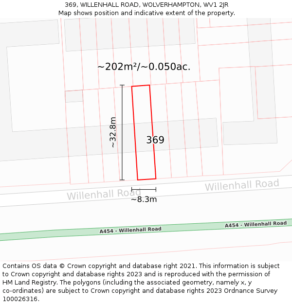 369, WILLENHALL ROAD, WOLVERHAMPTON, WV1 2JR: Plot and title map