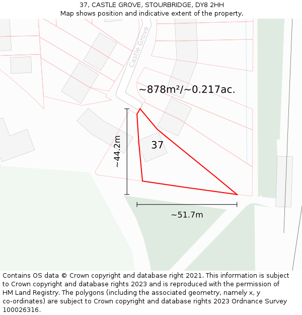 37, CASTLE GROVE, STOURBRIDGE, DY8 2HH: Plot and title map
