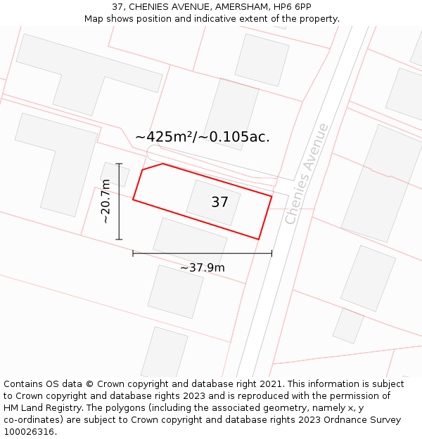 37, CHENIES AVENUE, AMERSHAM, HP6 6PP: Plot and title map