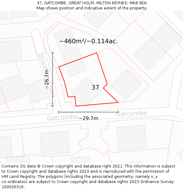 37, GATCOMBE, GREAT HOLM, MILTON KEYNES, MK8 9EA: Plot and title map