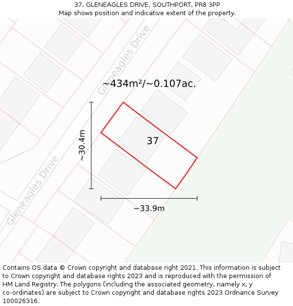 37, GLENEAGLES DRIVE, SOUTHPORT, PR8 3PP: Plot and title map