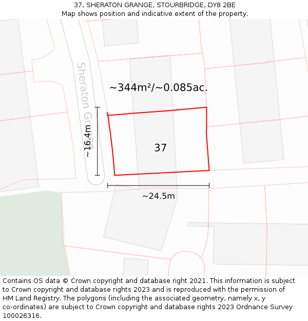 37, SHERATON GRANGE, STOURBRIDGE, DY8 2BE: Plot and title map