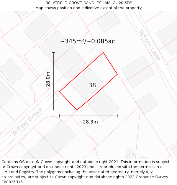 38, ATFIELD GROVE, WINDLESHAM, GU20 6DP: Plot and title map