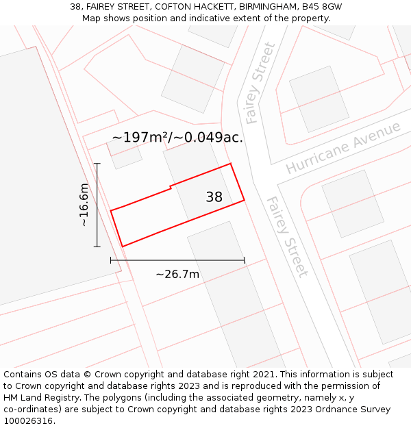 38, FAIREY STREET, COFTON HACKETT, BIRMINGHAM, B45 8GW: Plot and title map