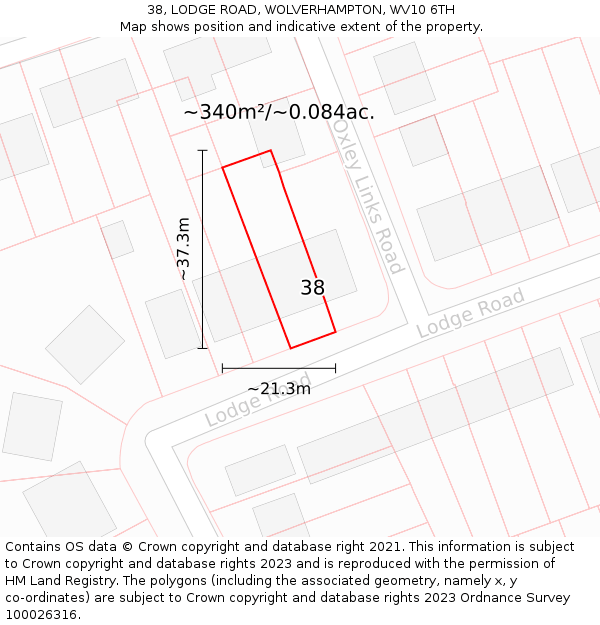 38, LODGE ROAD, WOLVERHAMPTON, WV10 6TH: Plot and title map