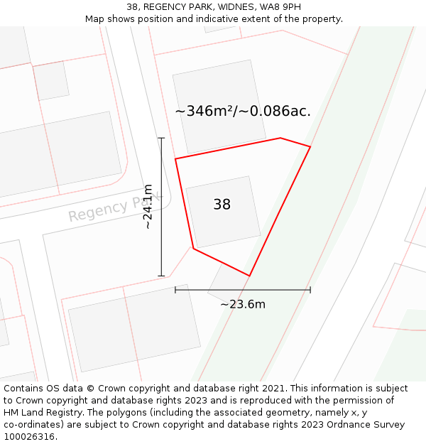 38, REGENCY PARK, WIDNES, WA8 9PH: Plot and title map