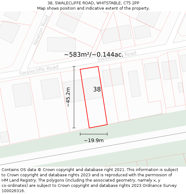 38, SWALECLIFFE ROAD, WHITSTABLE, CT5 2PP: Plot and title map