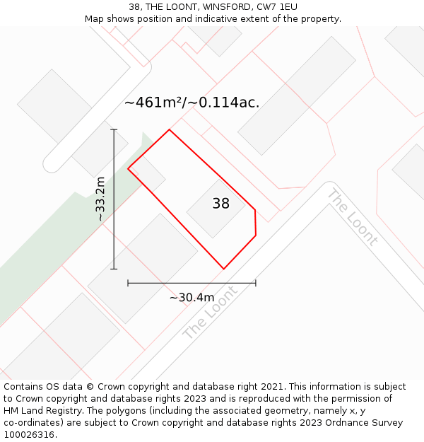 38, THE LOONT, WINSFORD, CW7 1EU: Plot and title map