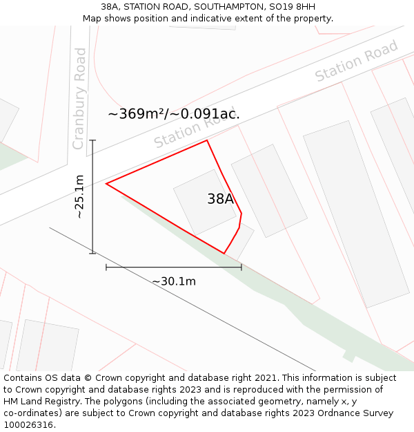 38A, STATION ROAD, SOUTHAMPTON, SO19 8HH: Plot and title map