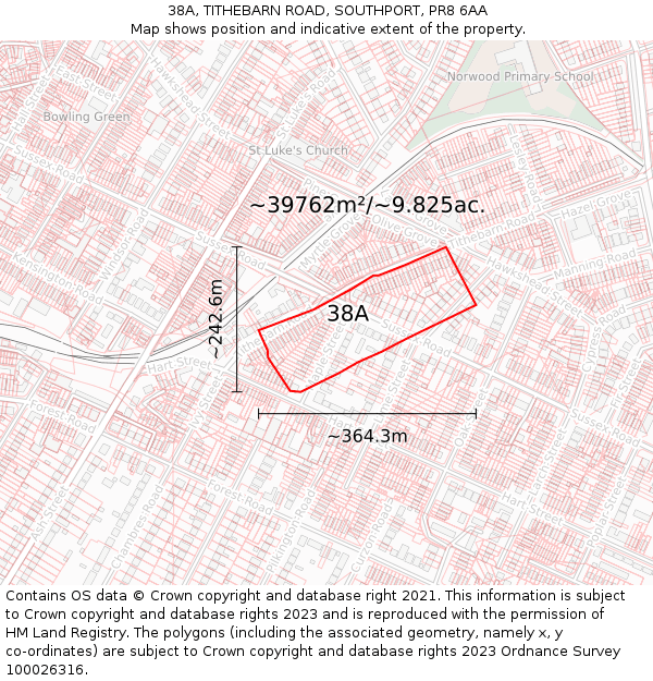 38A, TITHEBARN ROAD, SOUTHPORT, PR8 6AA: Plot and title map