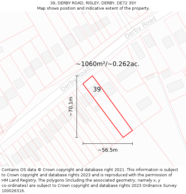 39, DERBY ROAD, RISLEY, DERBY, DE72 3SY: Plot and title map