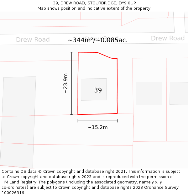 39, DREW ROAD, STOURBRIDGE, DY9 0UP: Plot and title map