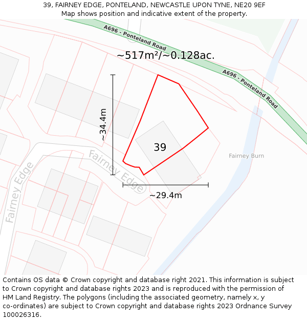 39, FAIRNEY EDGE, PONTELAND, NEWCASTLE UPON TYNE, NE20 9EF: Plot and title map