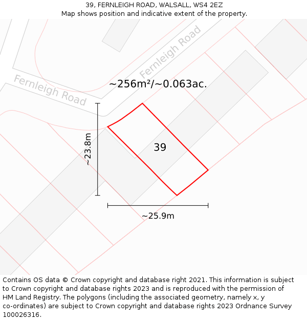 39, FERNLEIGH ROAD, WALSALL, WS4 2EZ: Plot and title map