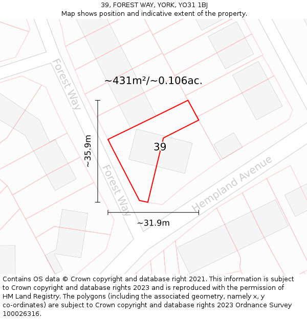 39, FOREST WAY, YORK, YO31 1BJ: Plot and title map